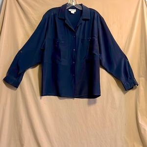 Rafaella dark navy 100% silk blouse size 12